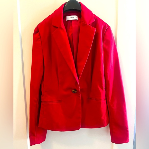 MANGO Structured Suit Blazer in Red, Size 4 - Picture 5 of 7